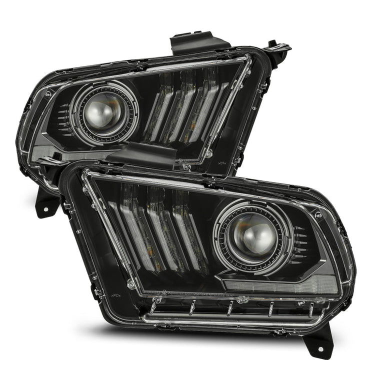 AlphaRex 10-12 Ford Mustang PRO-Series Projector Headlights Plank Style Jet Black w/Top/Bottom DRL 880110 *Discontinued