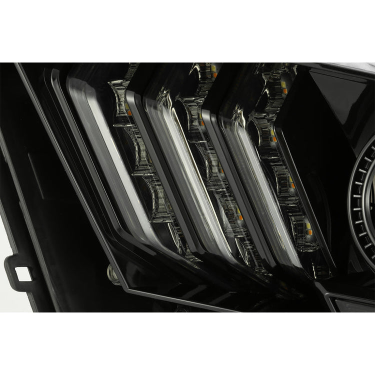 AlphaRex 10-12 Ford Mustang PRO-Series Projector Headlights Plank Style Jet Black w/Top/Bottom DRL 880110 *Discontinued