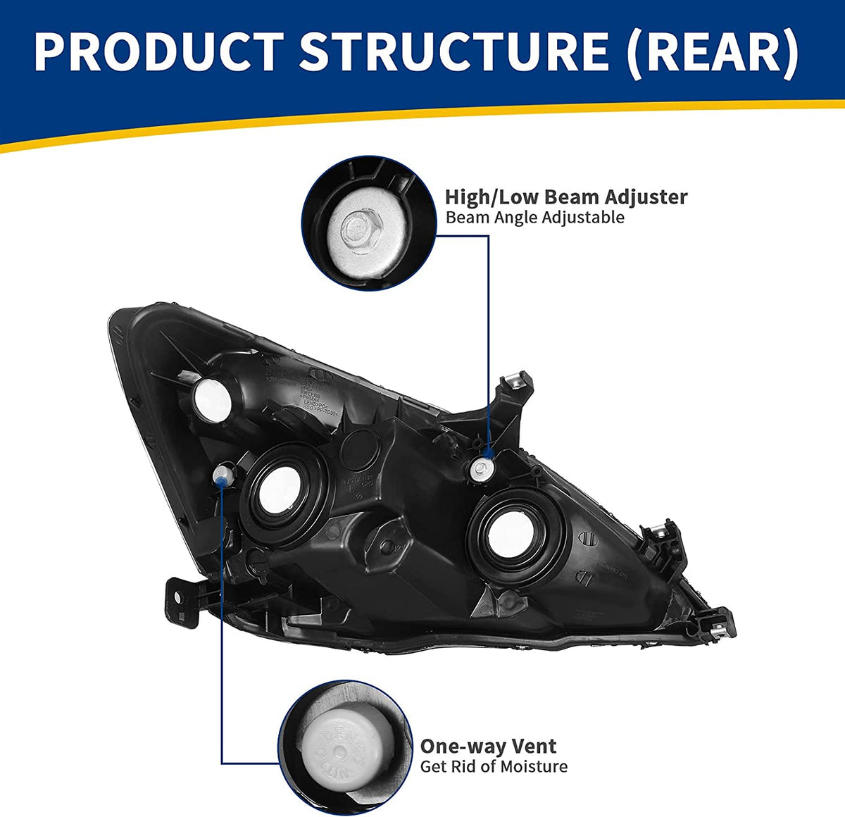 2003-2007 Honda Accord Factory Style Headlights – Pair, Chrome or Black Housing