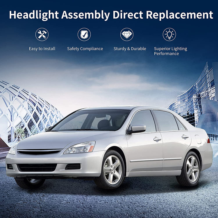 2003-2007 Honda Accord Factory Style Headlights – Pair, Chrome or Black Housing